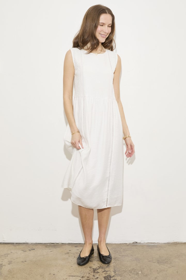 SLEEVELESS TRIM MIDI DRESS