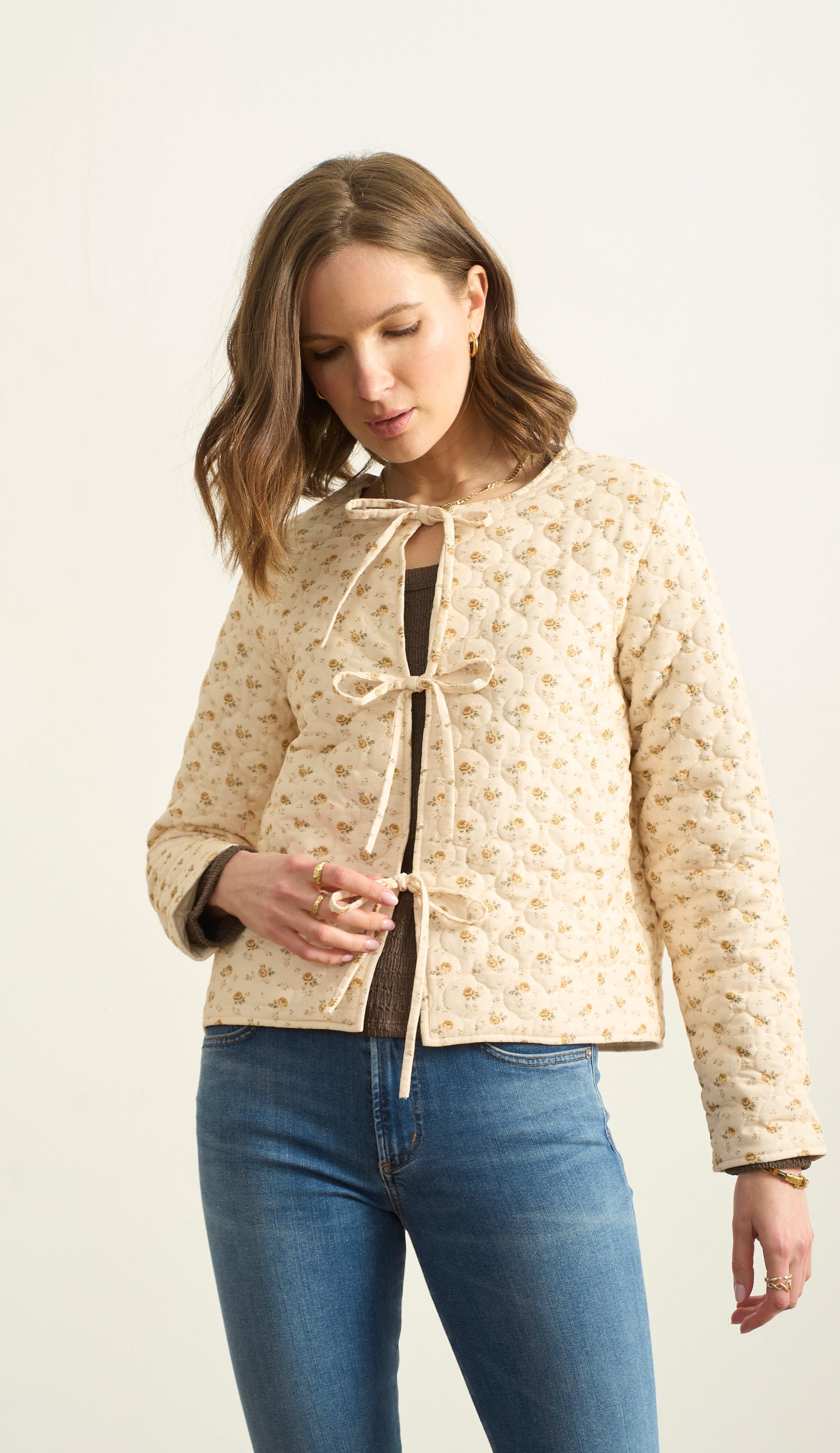 TIE FRONT QUILT JACKET