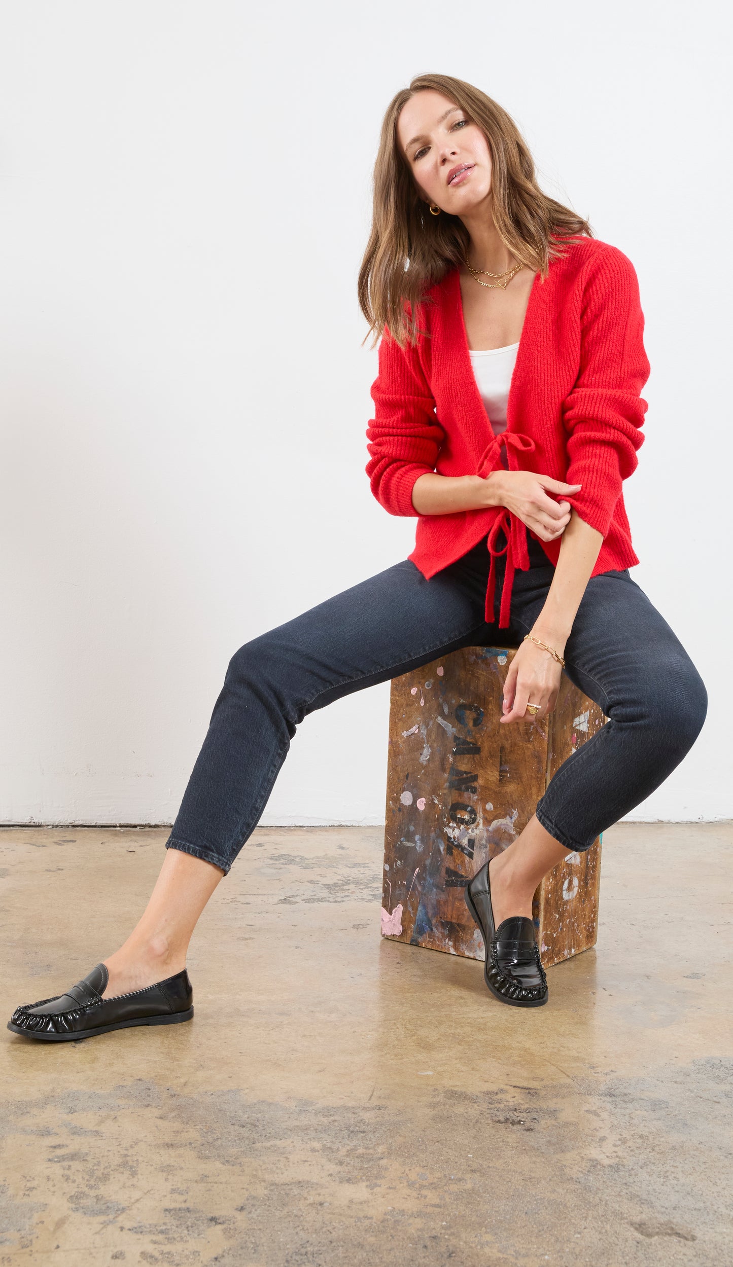 DOUBLE TIE FRONT CARDIGAN