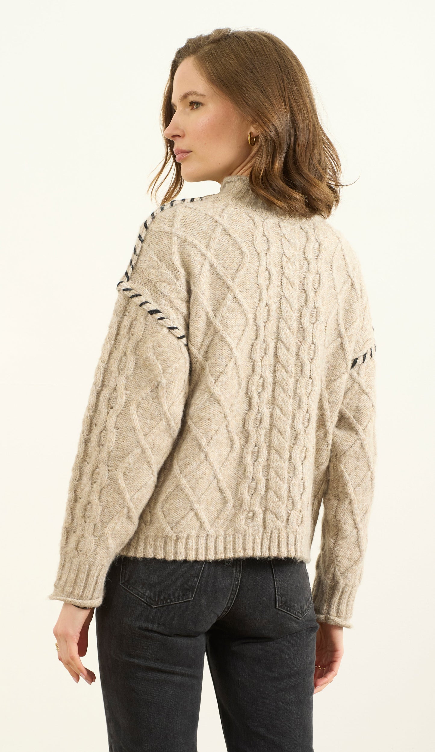 CABLE MOCK NK WITH WHIPSTITCH