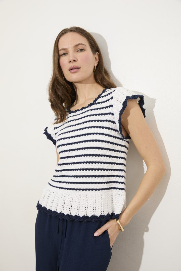 TIE BACK SWEATER W/ TIPPING