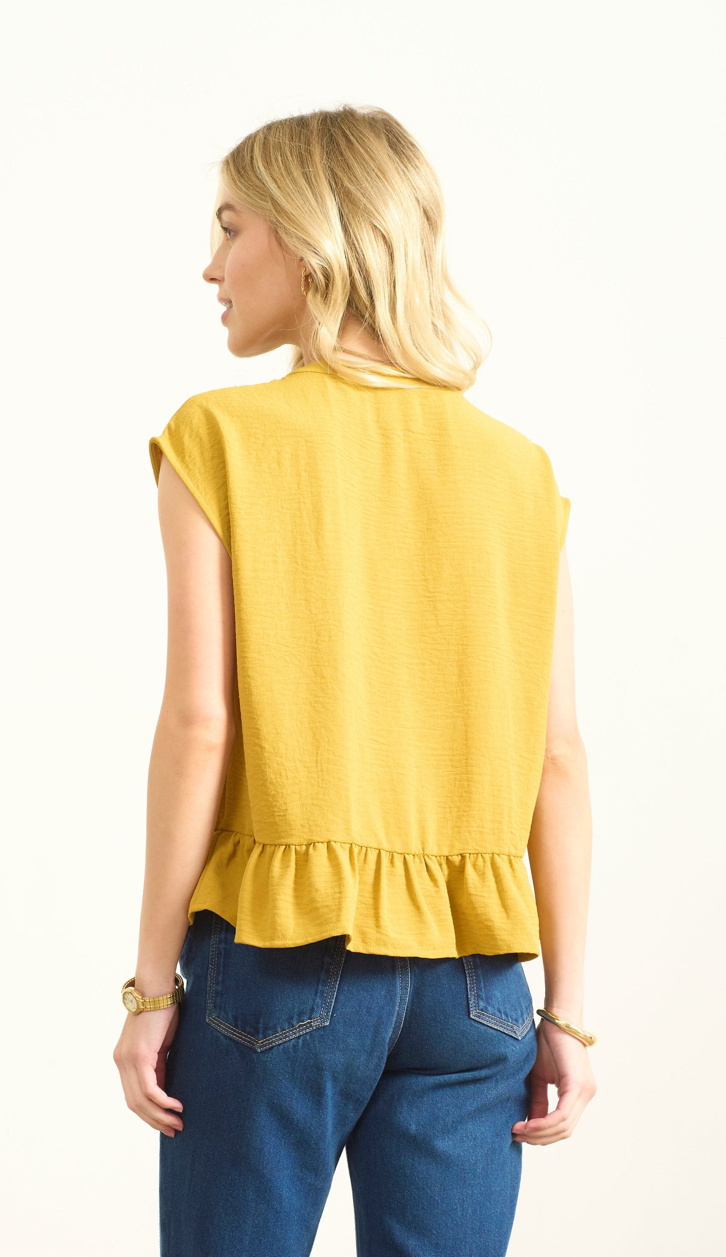 BUTTON UP FLOUNCE TOP