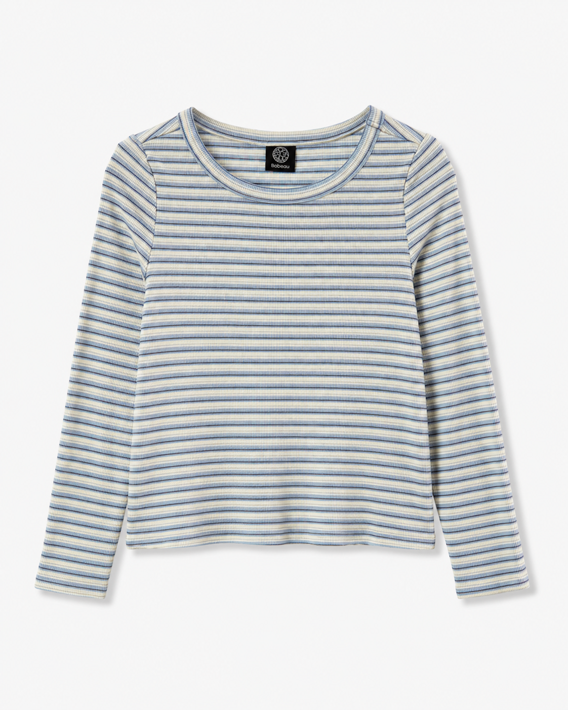 RIBBED STRIPE CREW NECK TOP