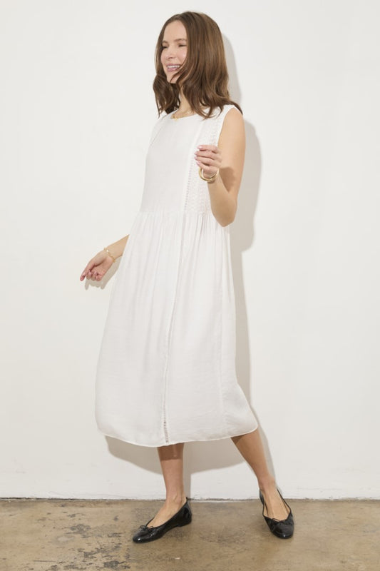 SLEEVELESS TRIM MIDI DRESS