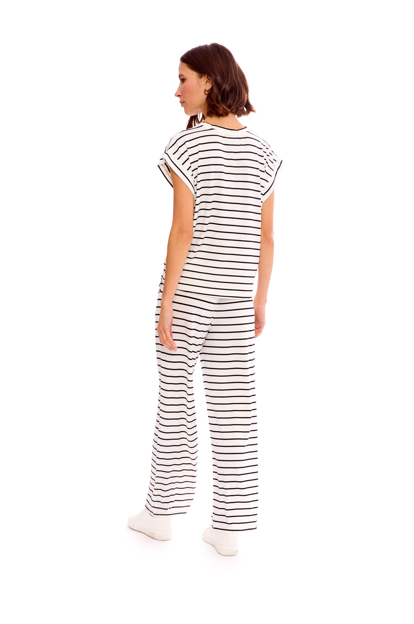 BUTTER KNIT STRIPED TEE AND PANT SET