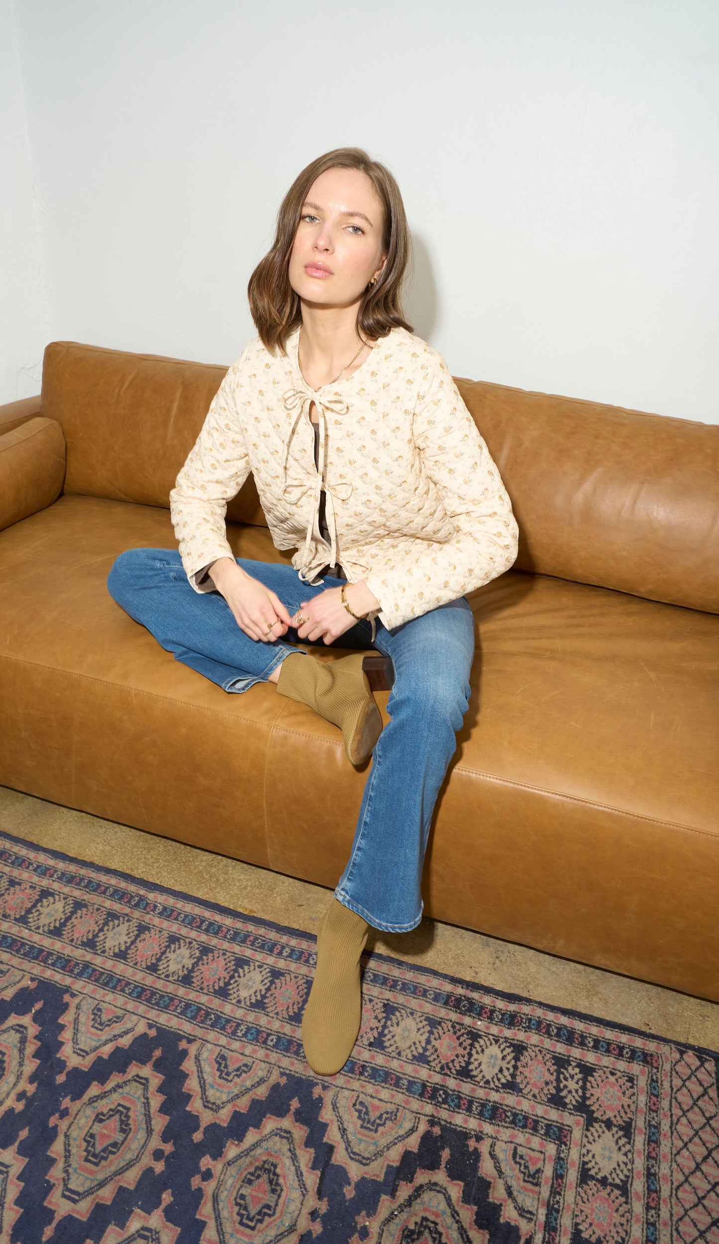 TIE FRONT QUILT JACKET