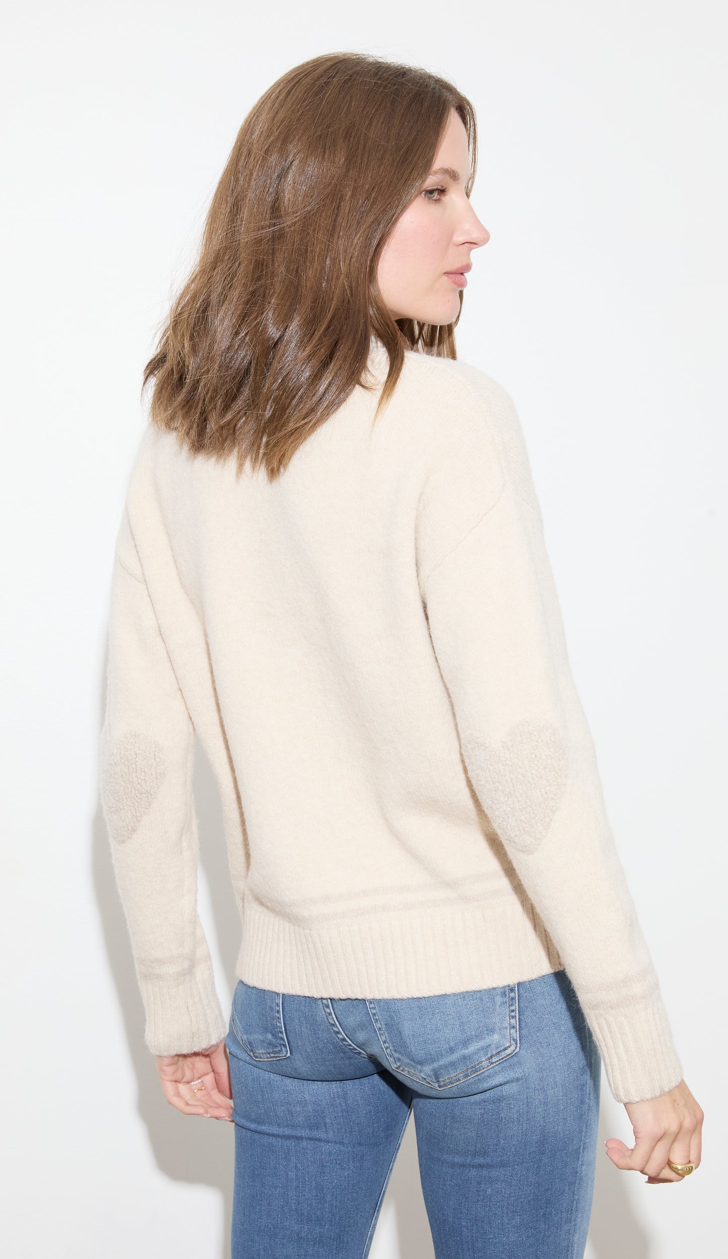 HEART PATCH BUTTON UP SWEATER