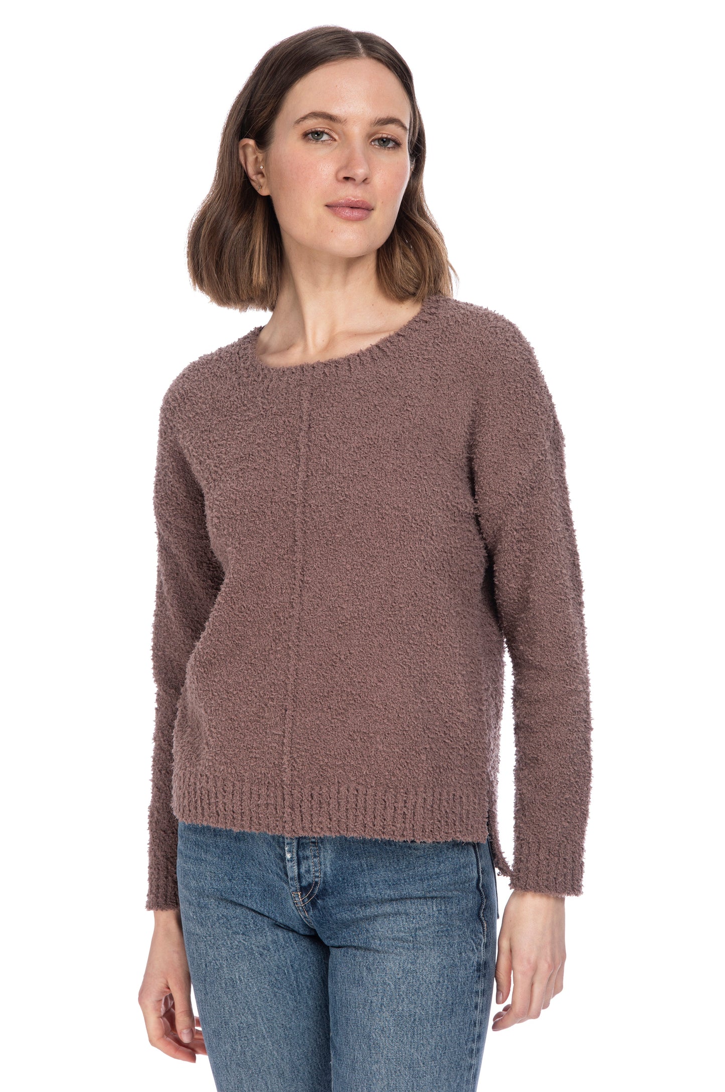 SILKY PLUSH STEP HEM PULLOVER