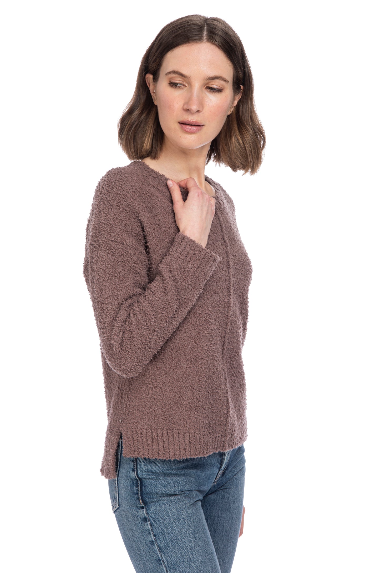 SILKY PLUSH STEP HEM PULLOVER