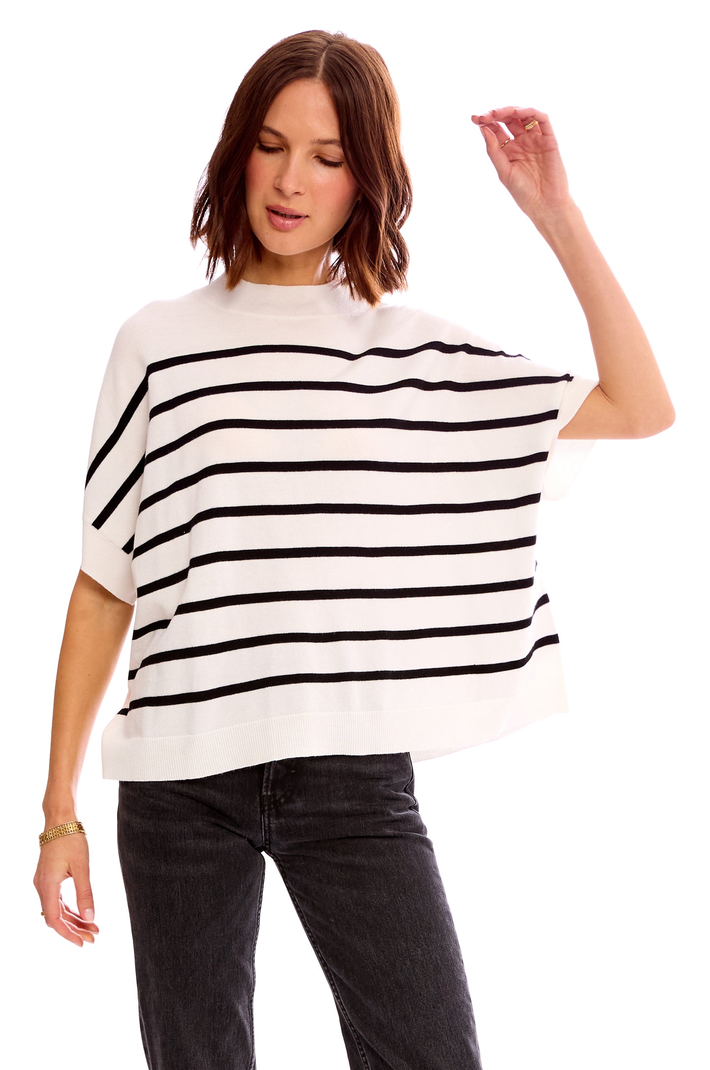 MOCK NECK STRIPE SWTR