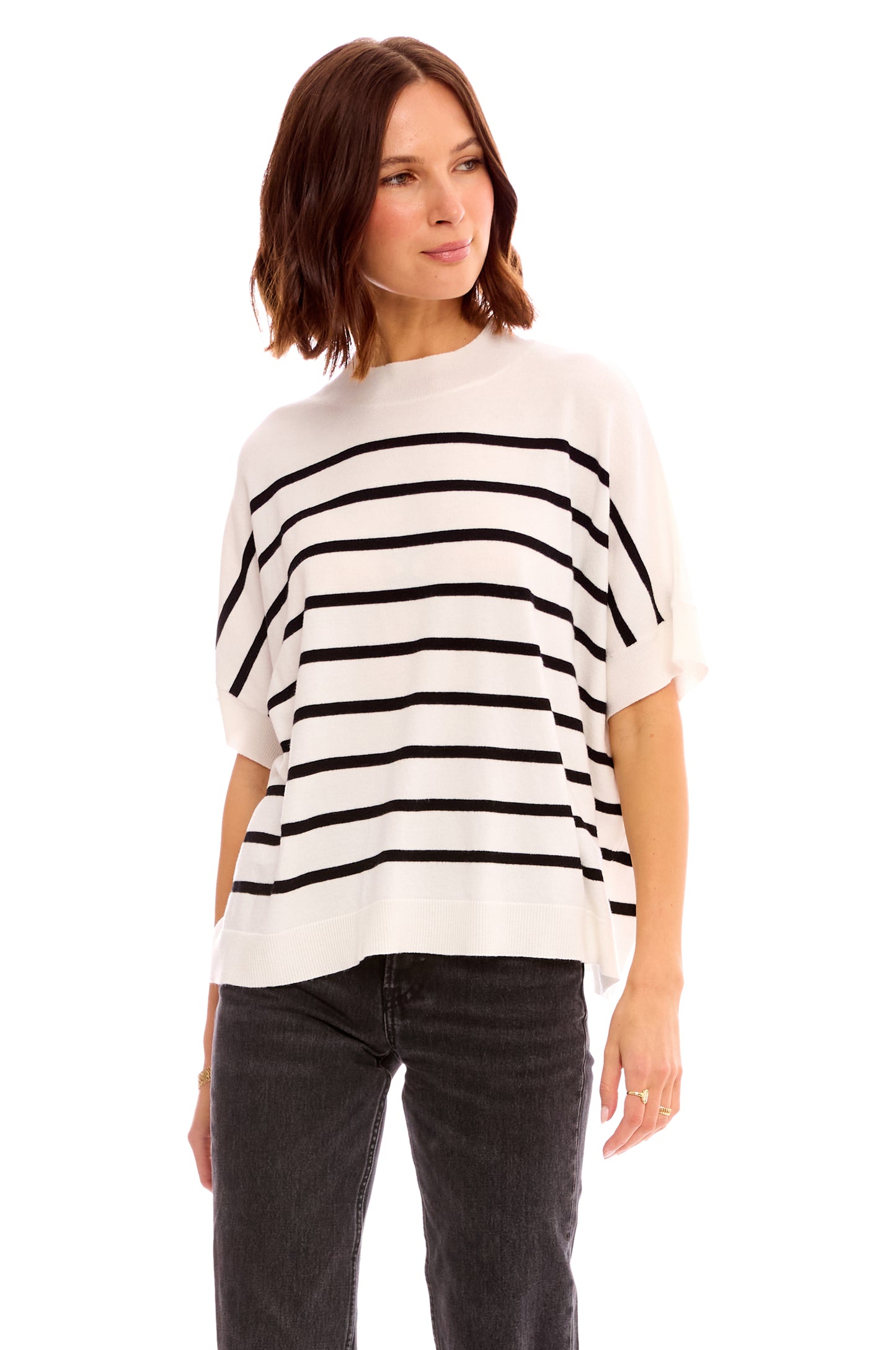 MOCK NECK STRIPE SWTR