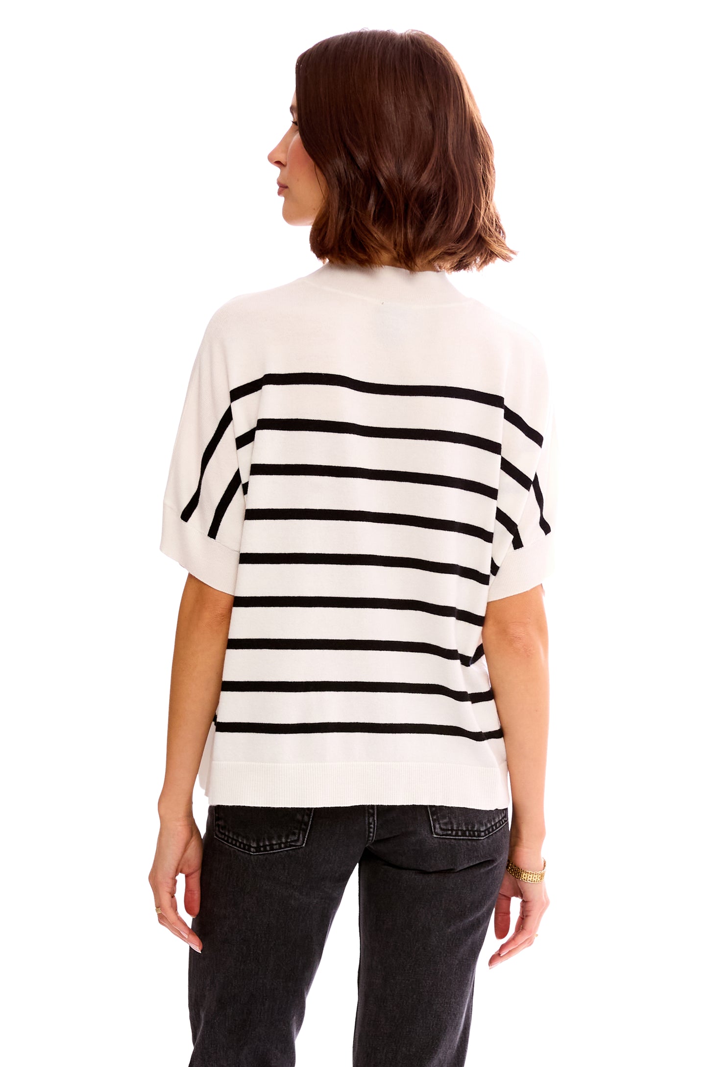 MOCK NECK STRIPE SWTR