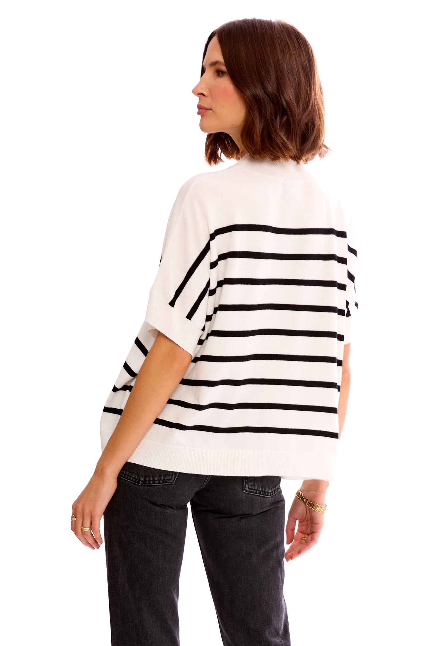 MOCK NECK STRIPE SWTR