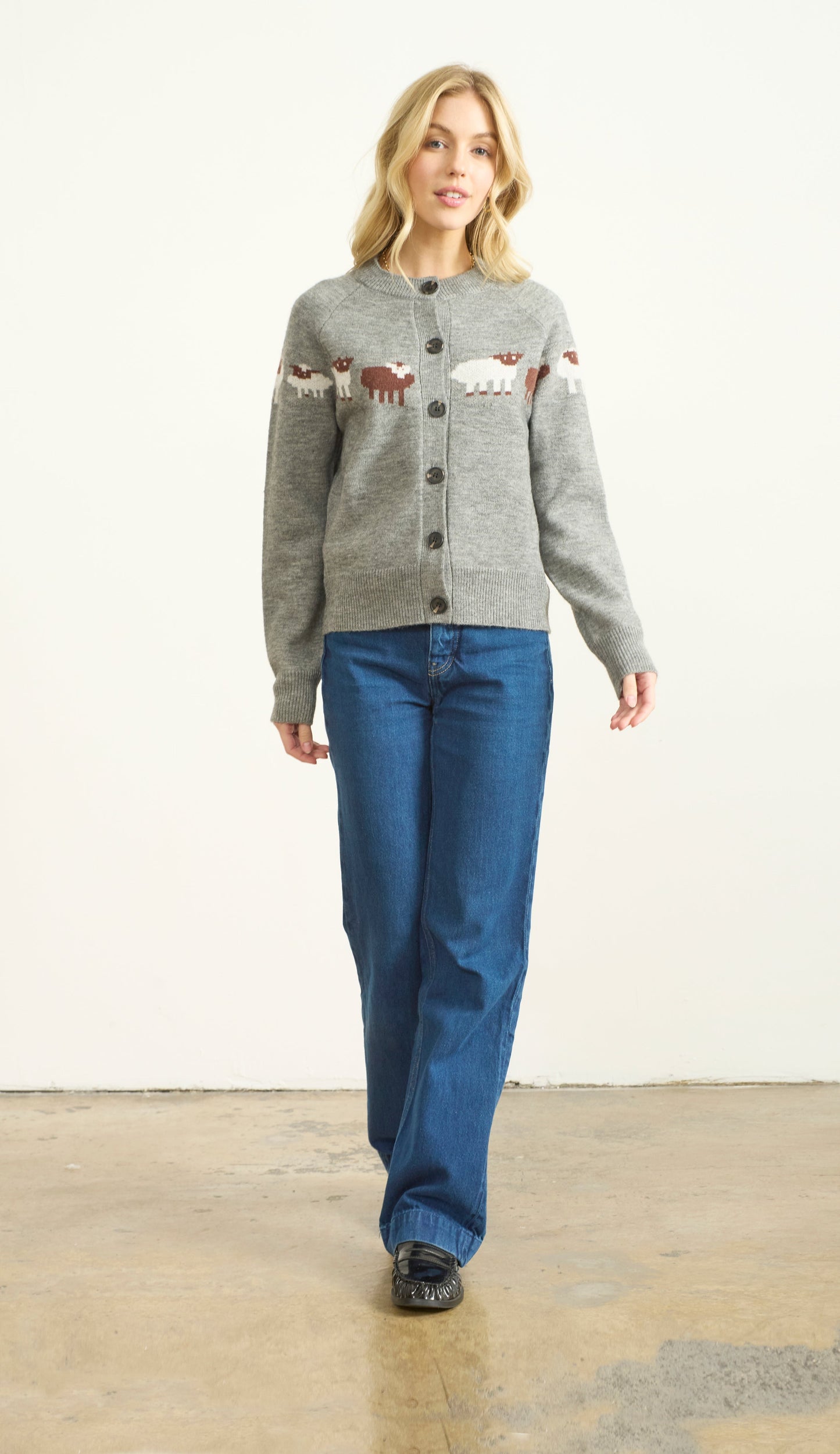 BUTTON FRONT SHEEP CARDIGAN