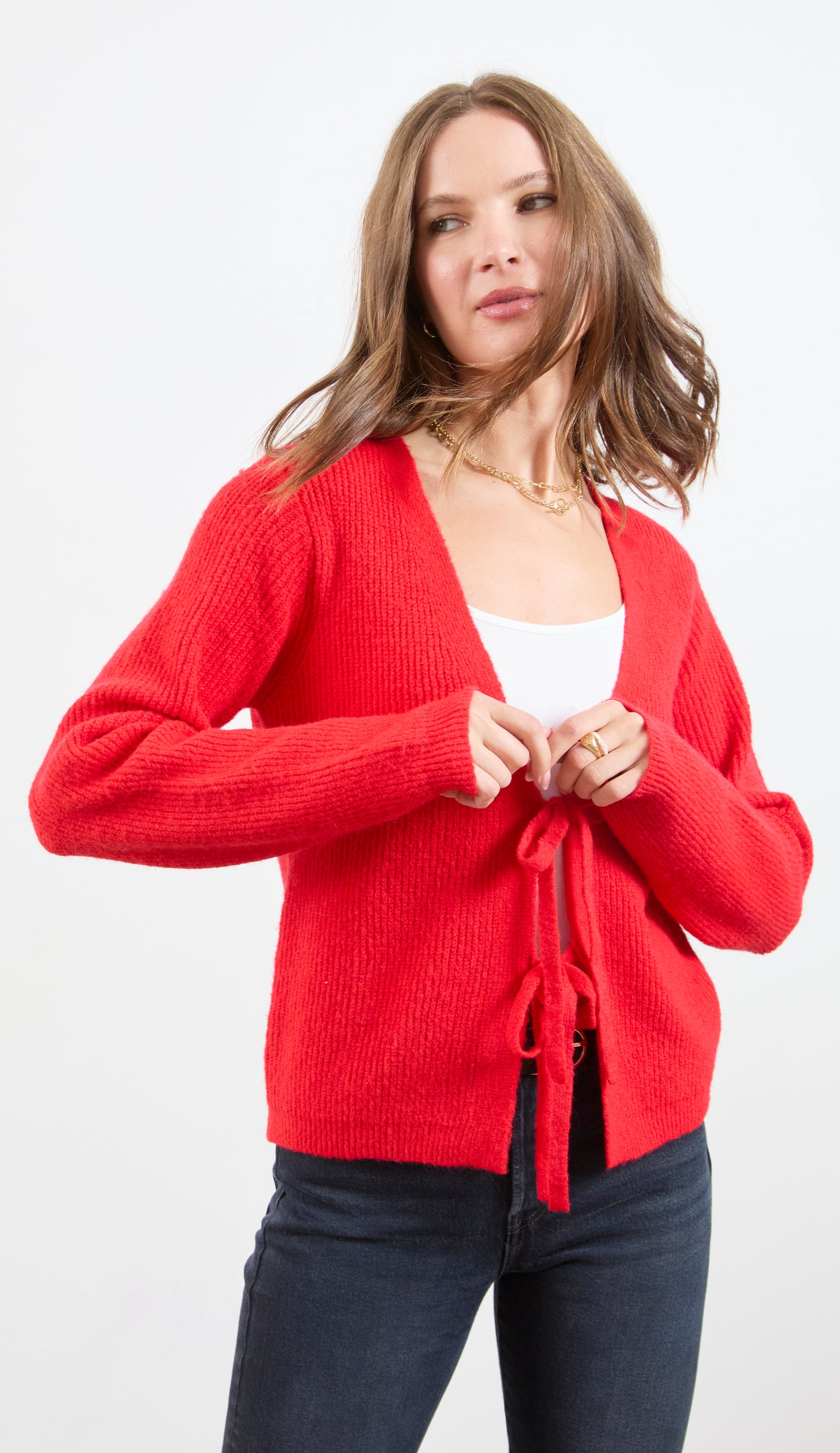 DOUBLE TIE FRONT CARDIGAN