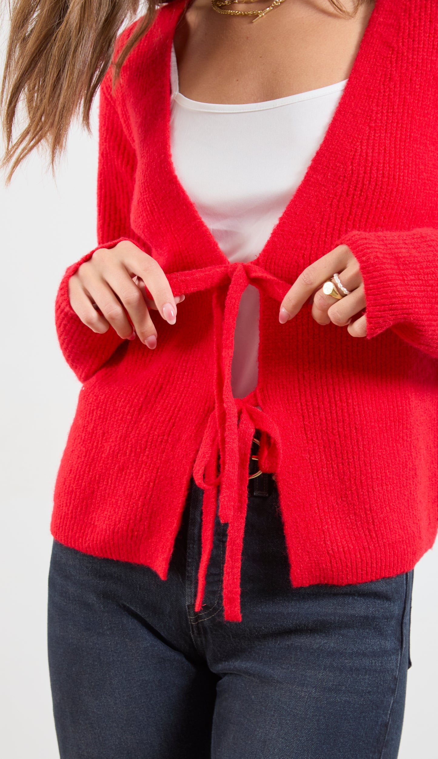 DOUBLE TIE FRONT CARDIGAN