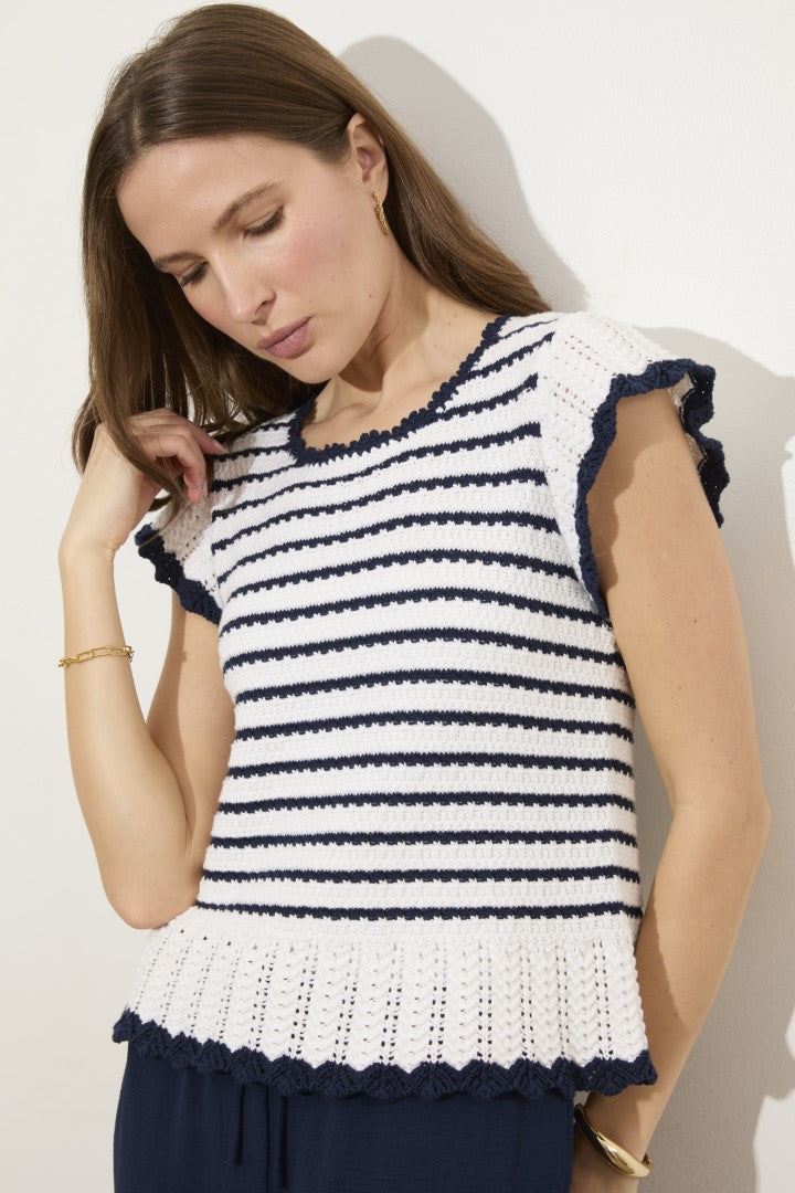 TIE BACK SWEATER W/ TIPPING