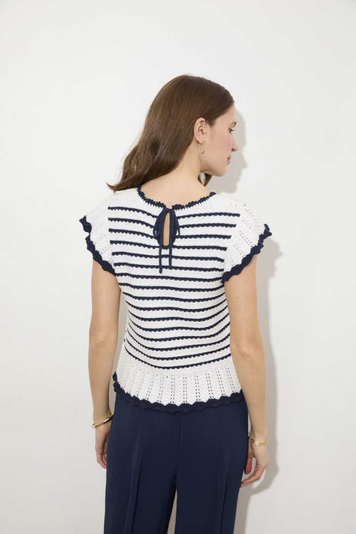TIE BACK SWEATER W/ TIPPING