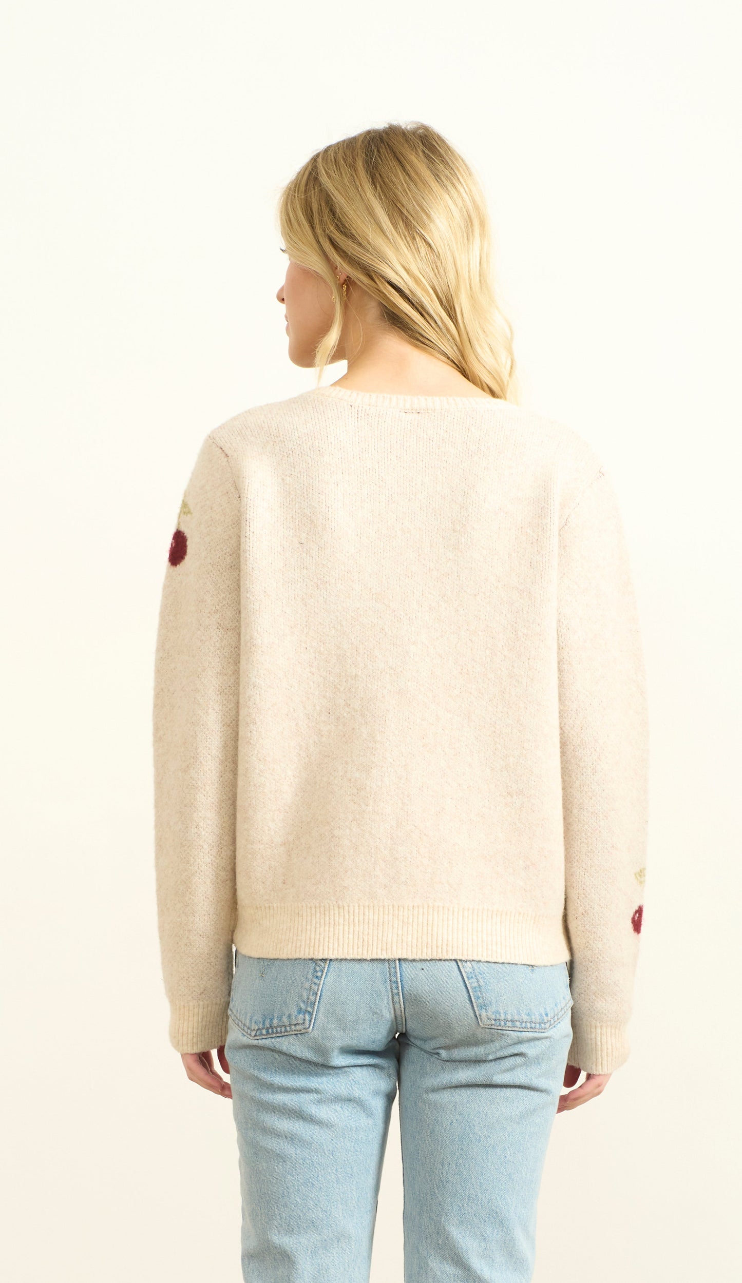 CHERRIES BUTTON FRONT SWEATER