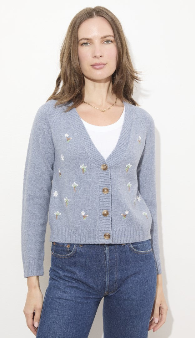 FLORAL EMBROIDERED BUTTON FRONT CARDI