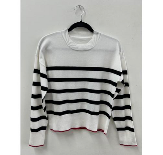 STRIPE CREW NECK PULLOVER