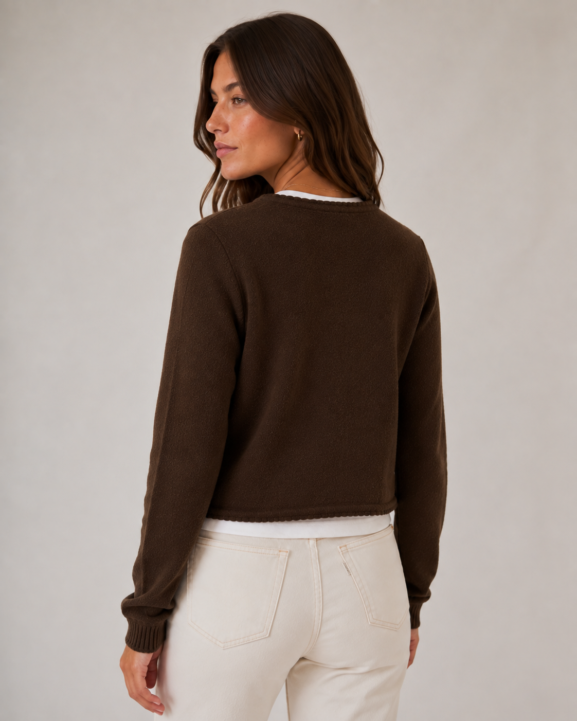 TIE FRONT EMB CARDIGAN