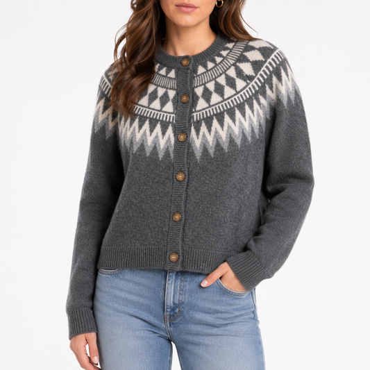 FAIR ISLE BUTTON FRONT CARDI