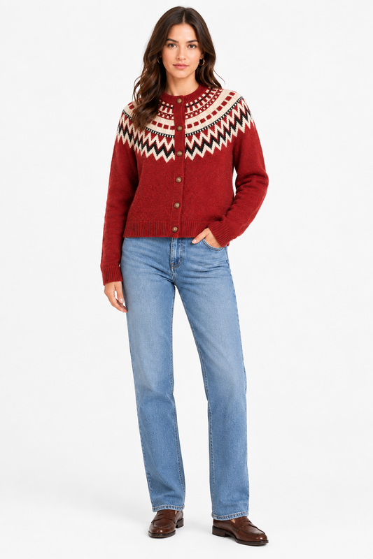 FAIR ISLE BUTTON FRONT CARDI