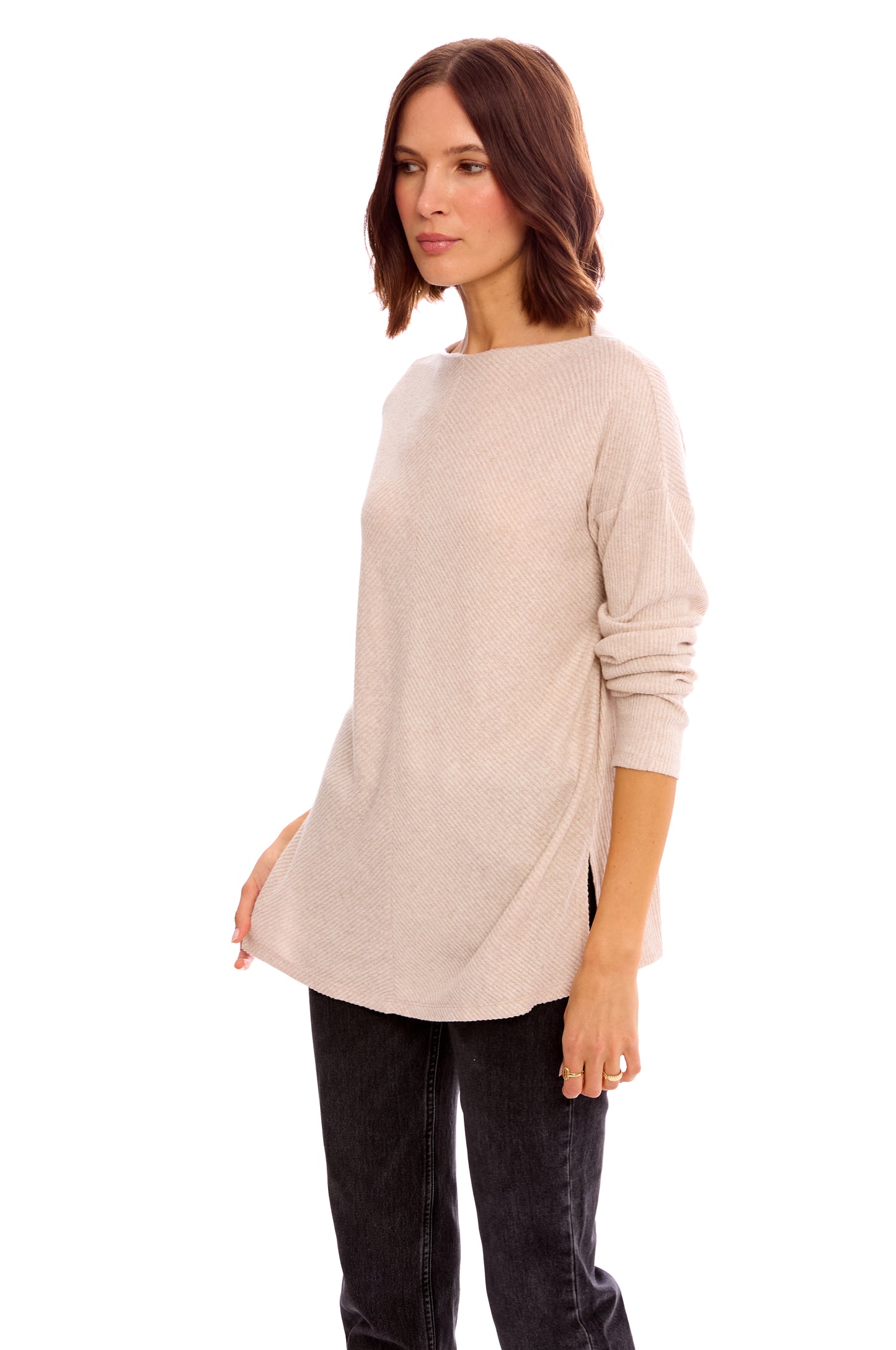 MITERED RIB TUNIC TOP