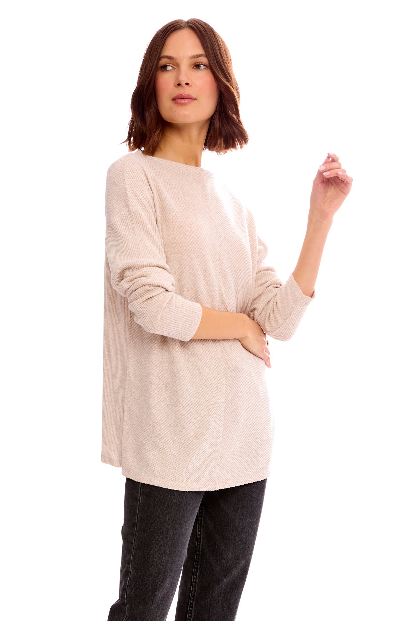 MITERED RIB TUNIC TOP