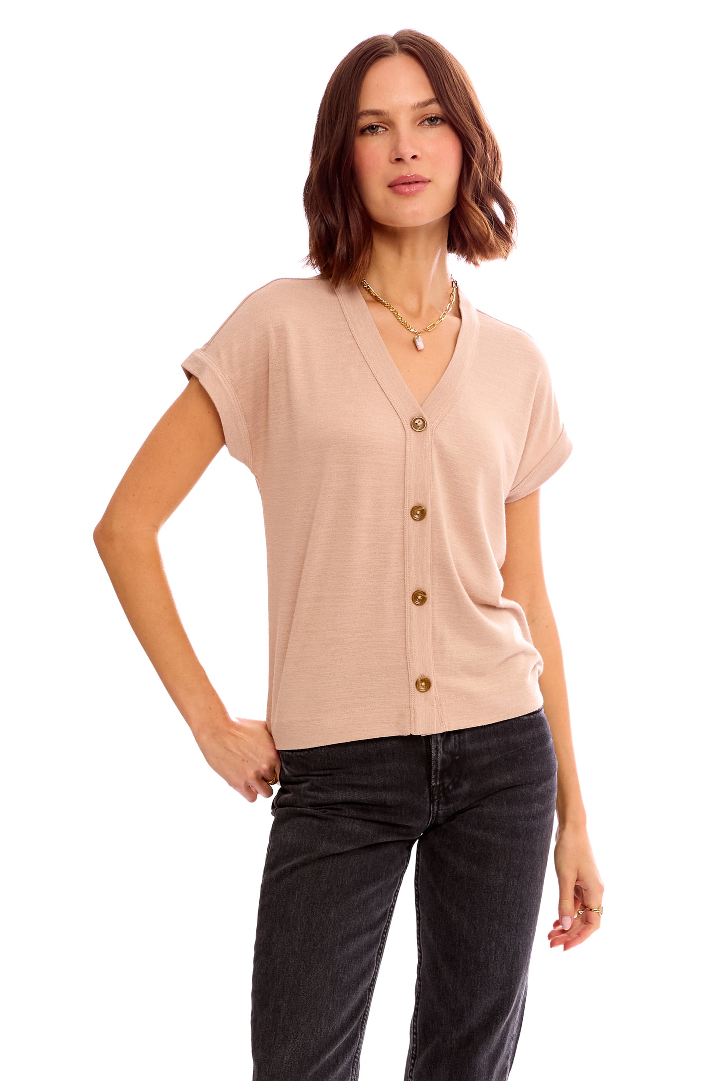 SAMMI BUTTON UP RELAXED TOP