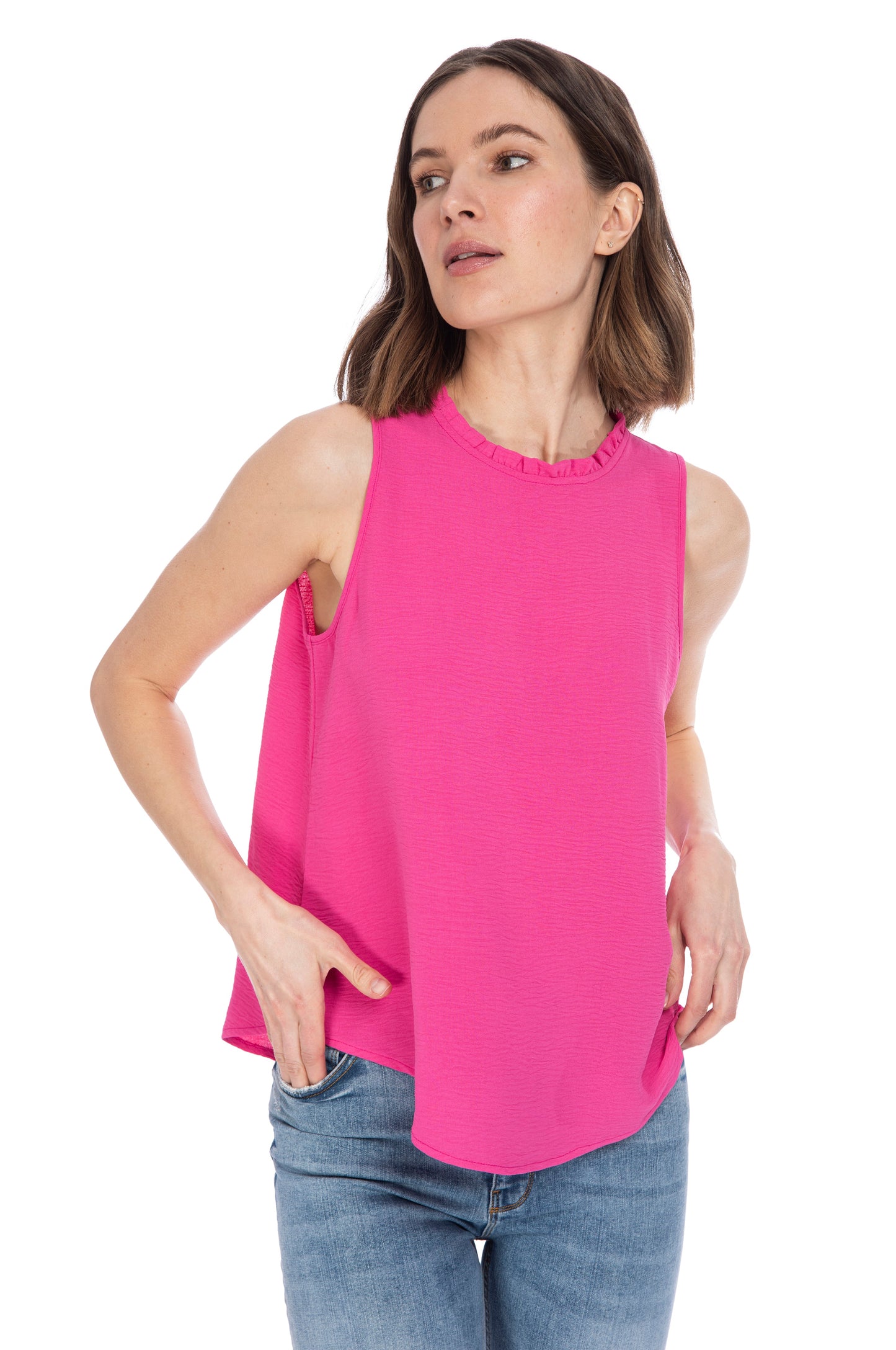 RUFFLE NECK TANK