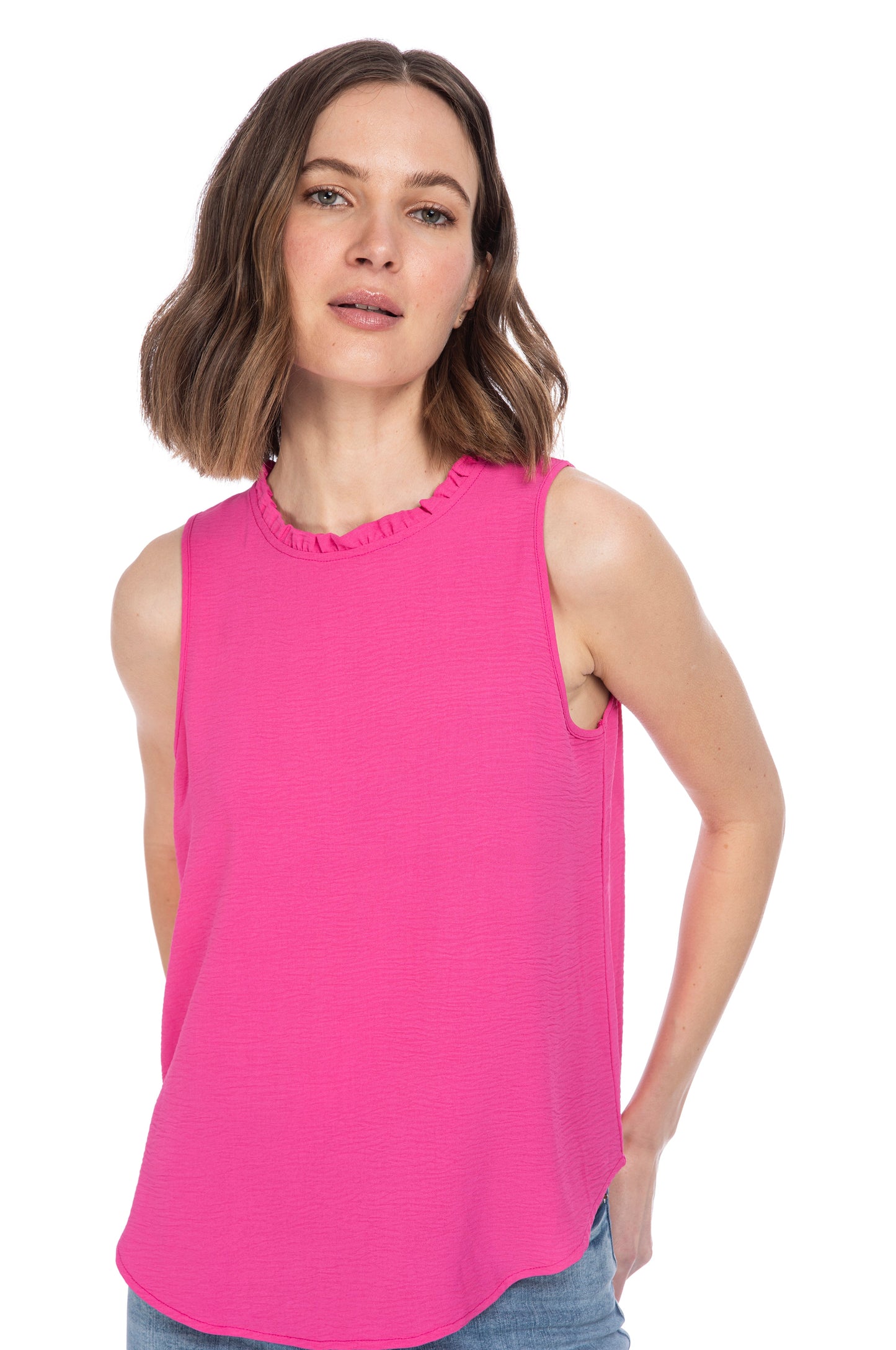 RUFFLE NECK TANK