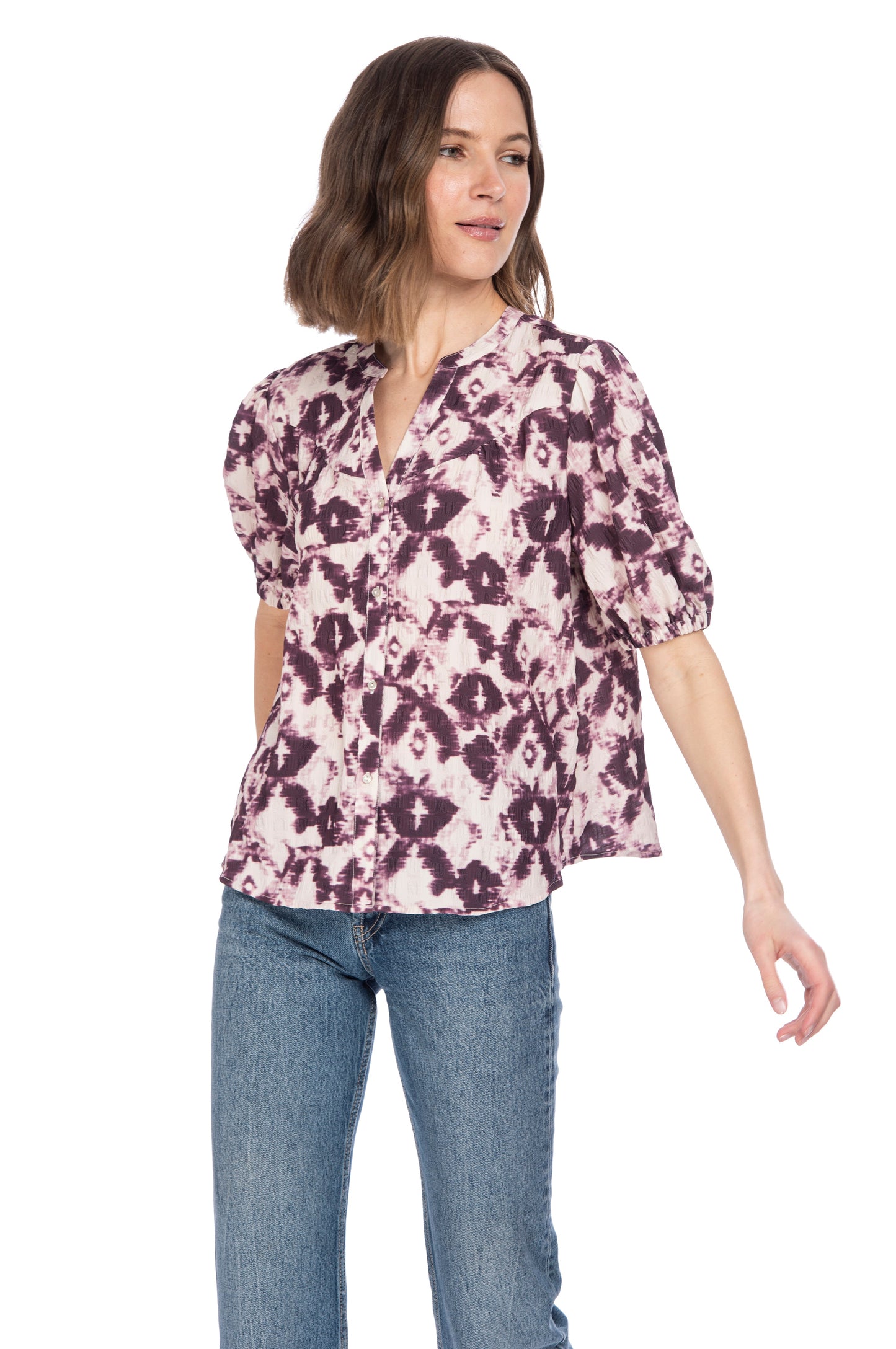 PUFF SLEEVE BUTTON UP TOP