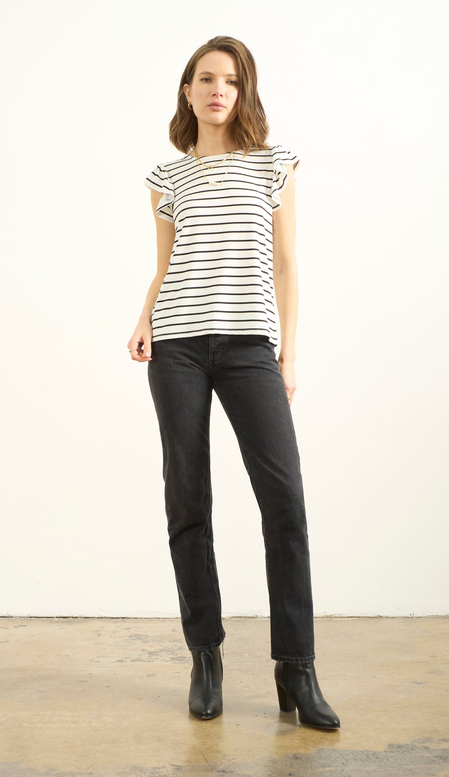 FLUTTER SLEEVE BACK TIE BUTTER KNIT TOP