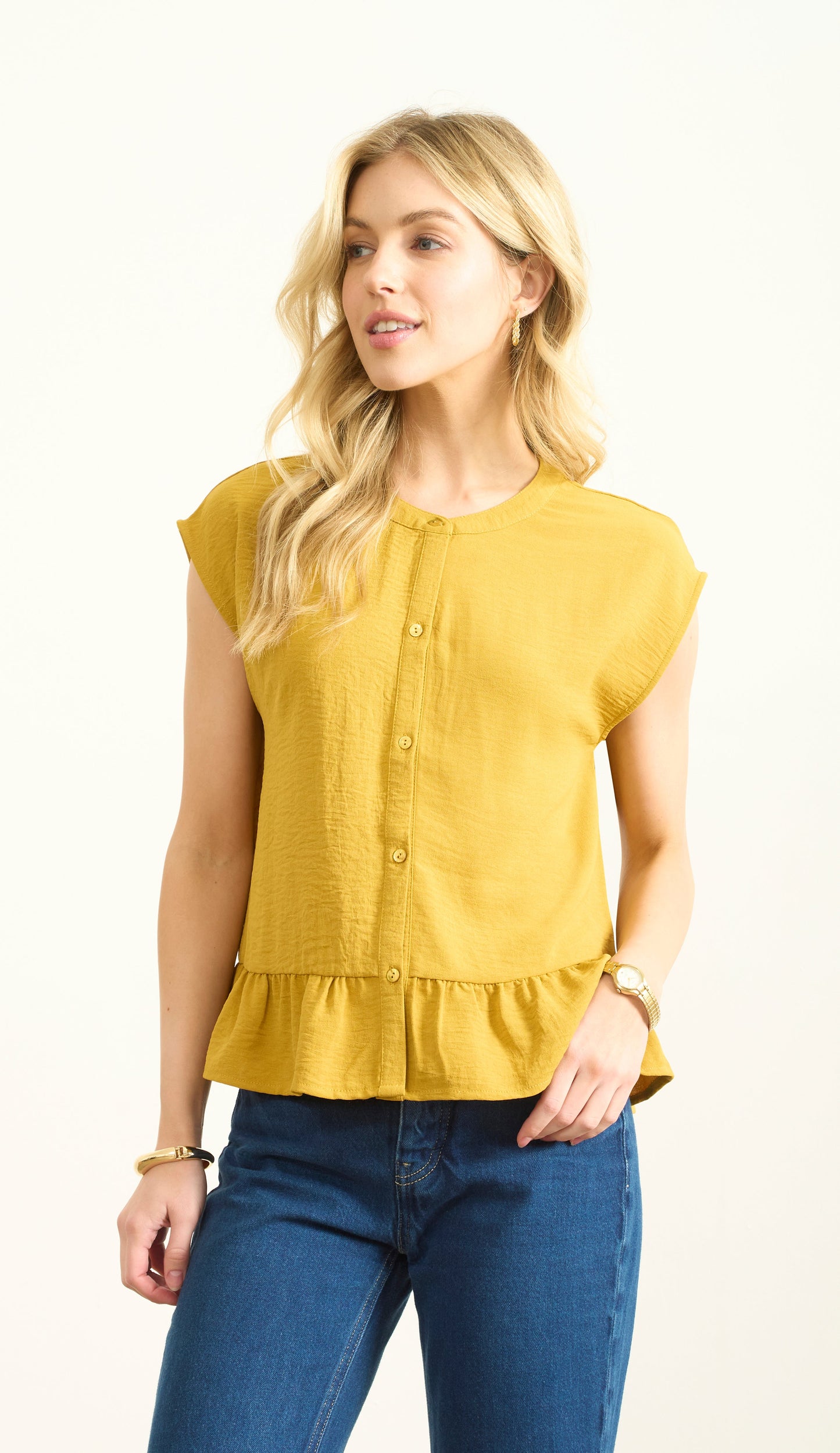 BUTTON UP FLOUNCE TOP