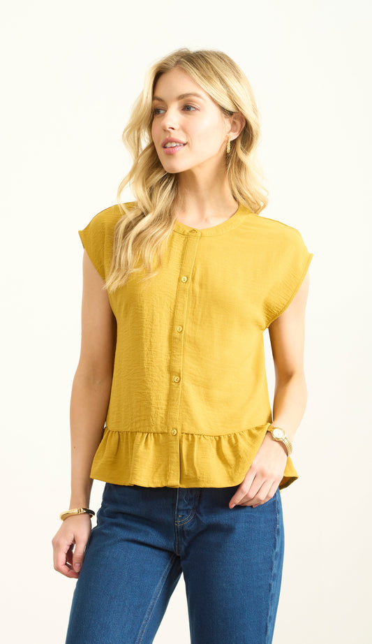 BUTTON UP FLOUNCE TOP