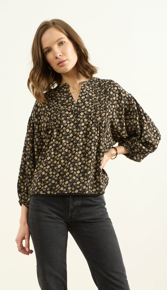 PINTUCK FRONT BLOUSE