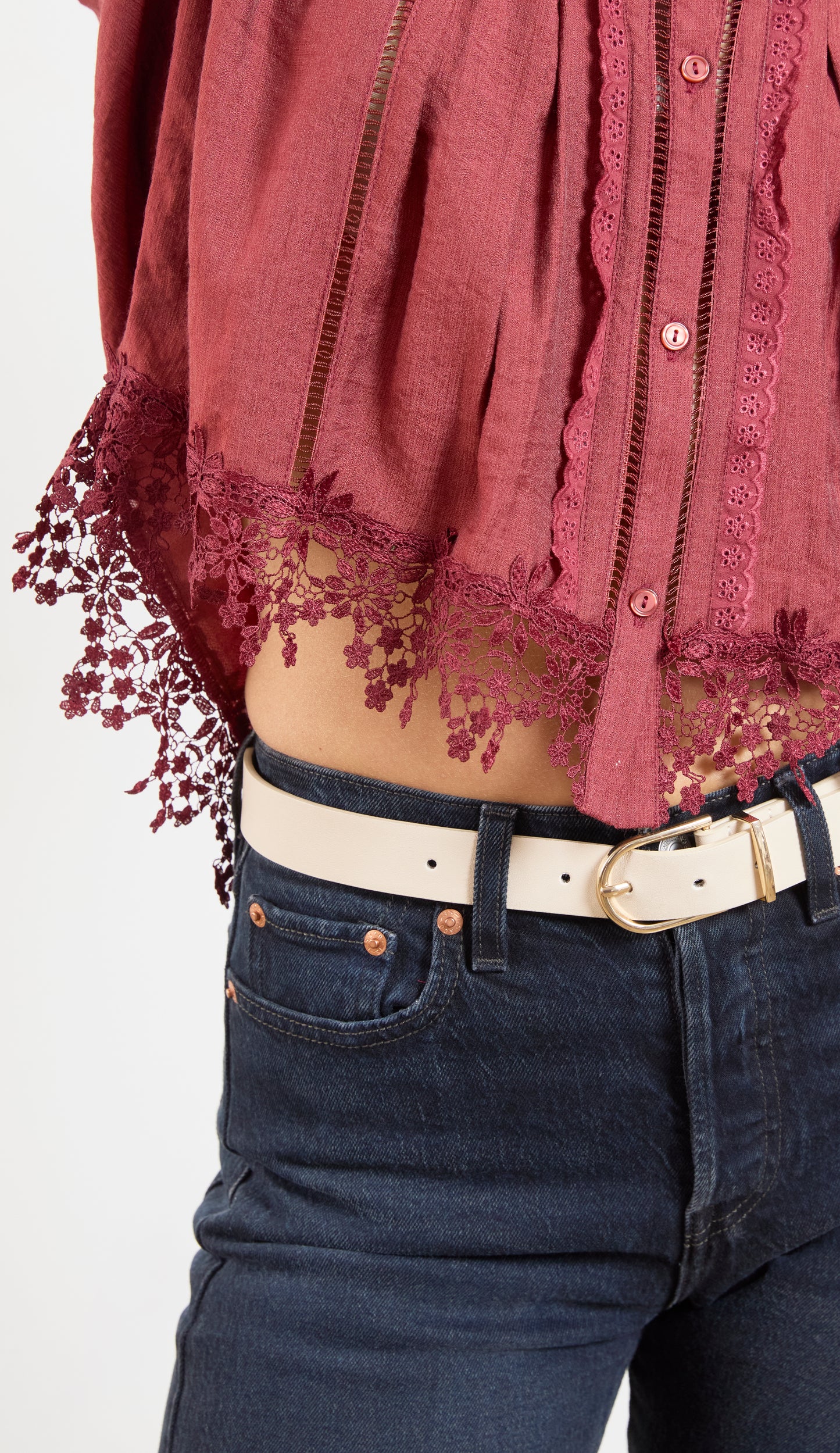 ELBOW SLEEVE PLEAT TOP WITH TRIM