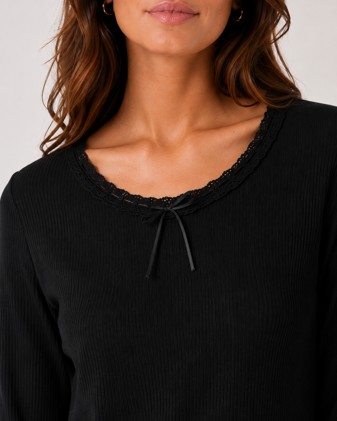 LONG SLEEVE FITTED RIB CREW